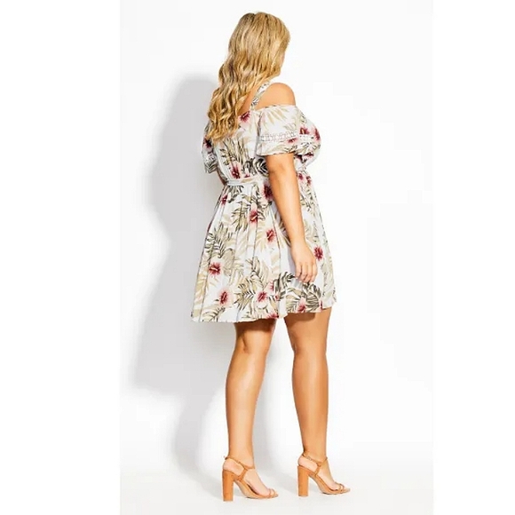 🎉4xHP🎉 NWOT City Chic Floral Summer Cold Shoulder Dress, 24 / XXL 🌺🌿 - Picture 3 of 8